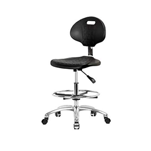 Thomas ECOM TPMBCH-CR-A1-NF-CC Polyurethane Basic Industrial Medium Bench Height Chair with Chrome Base, Adjustable Arm, Without Foot Ring, Chrome Casters