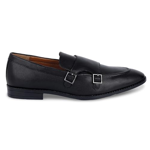 Image of LOUIS STITCH Oxford Formal Shoes for Men | Slip-on Monk Style | Office Shoes for Men | Ideal for Business, Casual, Parties | Solid Obsidian Black UK Size 11 (LSRG FM)