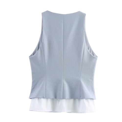 CORIRESHA Women's Fashion Spring Button V Neck Sleeveless Splicing Business Work Vest2