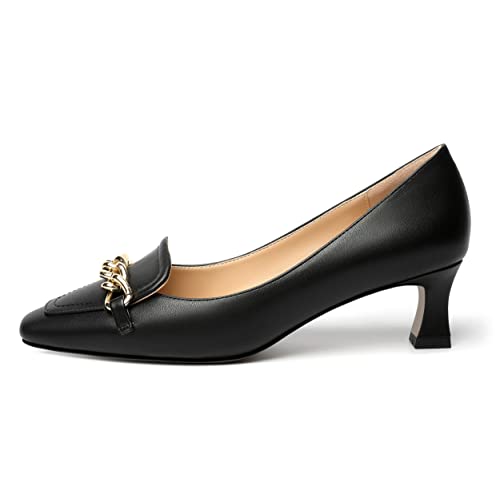 SHOWFOREST Womens Matte Slip On Square Toe Dress Wedding Metal Spool Low Heel Pumps Shoes 2 Inch2