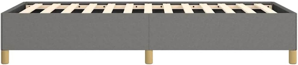 Twin Bed Frame Dark Grey 100% Polyester Fabric with Engineered Wood Platform Foundation, Sturdy Slatted Design, Easy Assembly, No Box Spring Needed, Modern Minimalist Bedroom Furniture