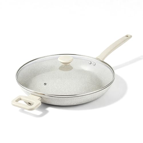 Granitestone Desert Collection 14 Inch Non Stick Frying Pans with Lid, Family Sized Nonstick Skillet, Multipurpose Oven Safe Skillet, Dishwasher Safe