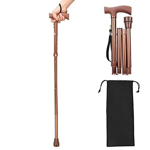 杖 折りたたみ杖 つえ 軽量 男女兼用ステッキ 5段階調節伸縮式 84-94cm 収納袋付き持ち運びに便利高齢者介護 リハビリテーション 散歩 登山