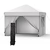 10x10FT Pop Up Canopy Tent Without Removable Sidewalls, Heavy Duty Instant Shelter for Outdoor Events, Parties, Camping & Backyard, Commercial Grade Sun Shade Gazebo, Easy One-Person Setup Khaki