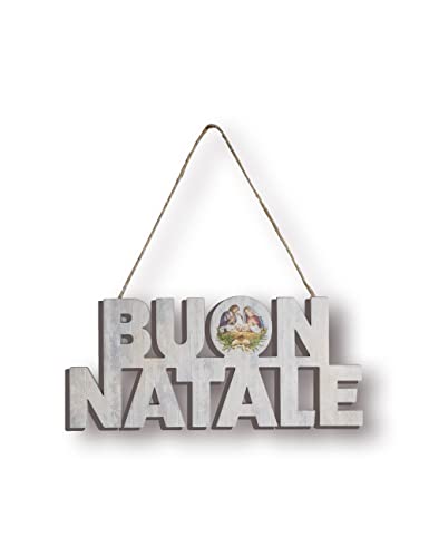 Fratelli Bonella | Decoración navideña para puerta, con texto en inglés "Feliz Navidad" en álamo blanco | Made in Italy Cover
