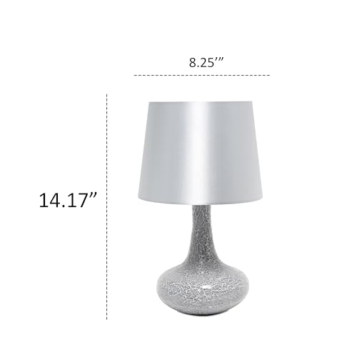Simple Designs LT3039-GRY-LB 14.17" Mosaic Tiled Glass Genie Table Lamp with LED Bulb, Gray by Simple Designs - Used condition - Image 3