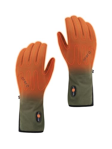 ORORO [Upgraded Battery] Unisex Heated Gloves Liner Lightweight Dralon Liner Gloves for Men and Women (Green L)