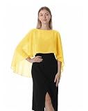 Hotshawl Capelets de gasa para mujer, chales y envolturas para vestido de noche, capas de boda, Amarillo Oro, Talla única