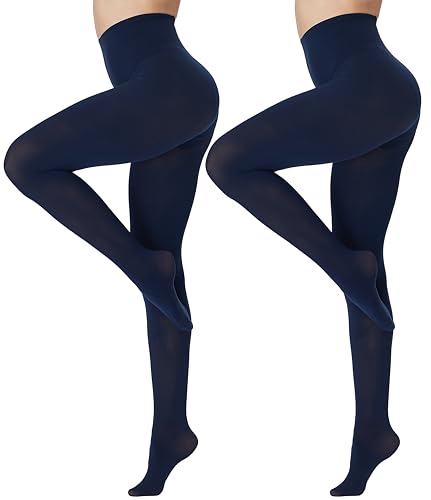 Image of DUCMODA Womens 80 Denier Opaque Tights, Women's Soft Solid Color Footed Pantyhose, High Waist Stocking with 30+ Colors