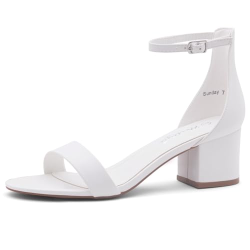 Image of Herstyle Low Block Heels for Women - 2.25 Inch Open Toe Chunky Heel Sandals with Dressy Ankle Strap for Wedding, Prom, Party & Office