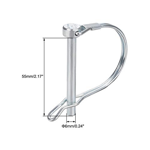 sourcing map 3stk Wellen Verriegeln Stift mit Ohr Kupplungsstift für Bauernhof Anhänger Wagen Rasen Garten in Bogenrunde 6mm x 55mm