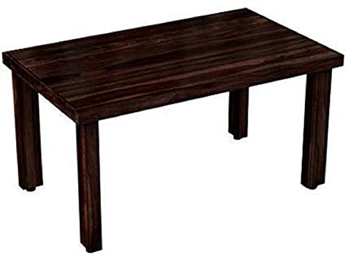 Image of Solid Sheesham Wood 4 Seater Dining Table with Cushioned Chair Sets for Dining Room Rectangular CNC Dinner Table Set for Living Room Home - (Warm Chestnut Finish) |
