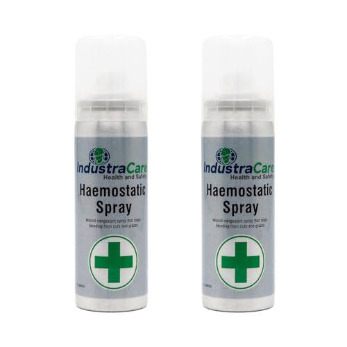 IndustraCare Congealant Haemostatic First Aid Aerosol Spray 70ml - Stops Minor Wound Bleeding Fast - Twin Pack