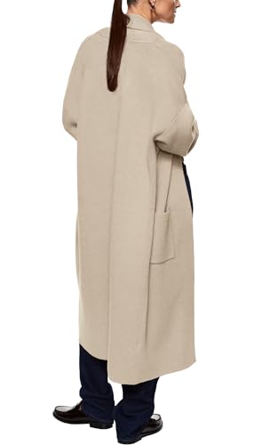 Image of Womens Long Sleeve Maxi Cardigan Open Front Oversized Knitted Sweater Coat Casual Lapel Warm Overcoat with Pockets
