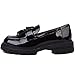 British Style Women's Fashion Loafers, Patent Leather Tassel Loafers, Black Thick-Soled Loafers, Slip-on Thick-Soled Loafers, Simple Casual Flat Shoes,002black,size7