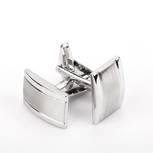 Herren silber Manschettenknöpfe Cufflinks Manschettenknopf für Hochzeit Geschäft Geschenk (silver)