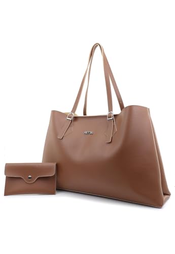 Bolsa Feminina Grande Alça Regulavel de Ombro Espaçosa Retta Oficial (CARAMELO)