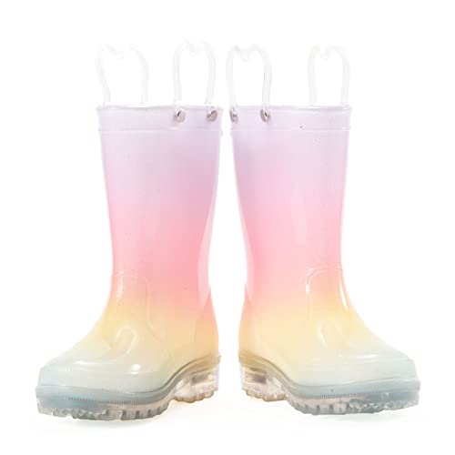 Willport Toddler Kids Waterproof Light Up Rain Boots With Easy-On Handles For Girls Boys #TOP1