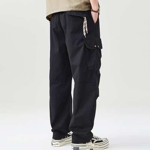 XYXIONGMAO Men's Joggers Hip Hop Casual Sweatpants Black Loose Multi-Pocket Streetwear Cargo Pants Techwear Pleated Overalls4