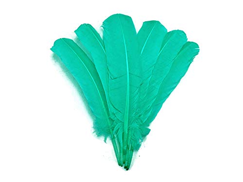 6 Pieces - Aqua Green Turkey Rounds Secondary Wing Quill Feathers Halloween Cosplay Costume Supply | Moonlight Feather #TOP2