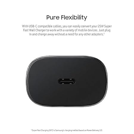 Image of Original 25W Type C Super Fast Charger Adaptor Android Phone Wall Charger for Galaxy S23 Ultra /S23 /S23 Plus /S22 /S22 Ultra /Galaxy Tabs Black Mobile Charger (DEC200)