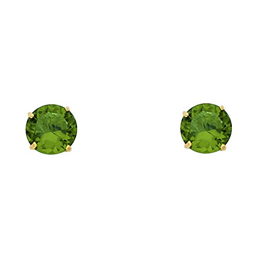 14k REAL Yellow Gold 5mm Round May Birthstone Color Solitaire Basket Set Stud Earrings with Screw Back by The World Jewelry Center - Image 2