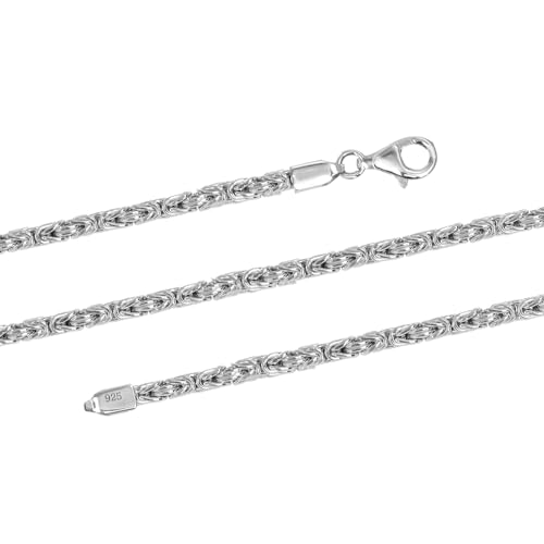 LeCalla Solid 925 Sterling Silver Classic Byzantine Necklace for Men Women | BIS Hallmarked Handmade Italian 4MM Byzantine Link Chain Necklace (18, 20, 22, 24 Inches)