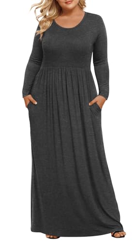 Image of LONGYUAN Women's Plus Size Maxi Dresses for Curvy Women Casual Long Dress XL-6XL
