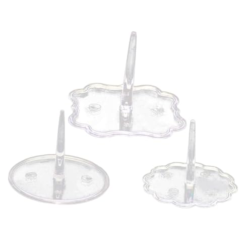 Ciieeo 100pcs Clear Plastic Cake Ornament Tray Round Lace Cake Insert Base for Shower Wedding Birthday Falling Support Display for Home Dessert Shop Restaurant