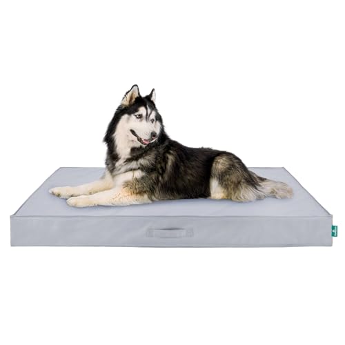 FurHaven Jumbo Plus Cooling Gel Dog Bed – Indoor/Outdoor Water-Resistant Orthopedic Mattress Pet Bed, Removable Washable Cover, Gray Mist