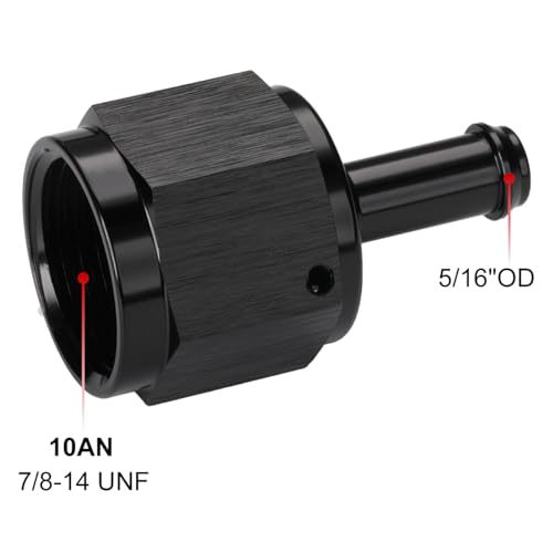 Adaptador manguera 10AN hembra a espiga 5/16 conector aluminio negro para combustible 3