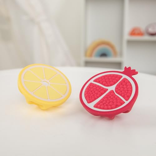 Image of Pomegranate and Lemon Silicone Teethers Baby Teething Toys, Newborn Essentials Must Haves, Easy-to-Hold Design Teething Ball Baby Essentials, BPA-Free