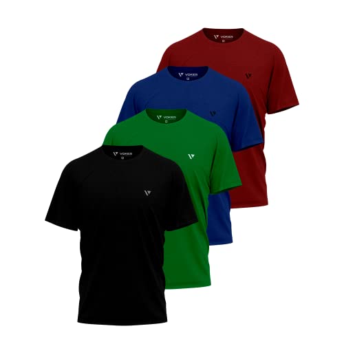 Kit 4 Camisas Camisetas Masculina Slim Voker Premium 100% Algodão - G - Preto, Verde, Vermelho e Azu