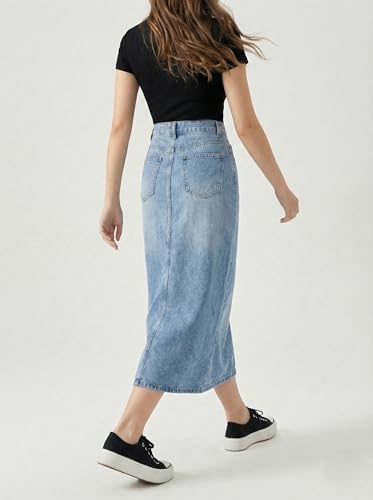 Image of ODDMONKEY Women High Waist Denim Skirt | Skirt for Women | Long Straight Fit Skirt |Long Skirt for Women