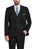 Hihawk Costume 3 pièces pour Homme avec Tissu Extensible, Coupe ajustée, Ensemble Blazer à Un Bouton, Veste, Gilet et Pantalon avec Cravate, Noir, Taille M