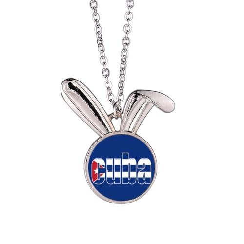 Collier drapeau Cuba pendentif pays style rétro Art déco mixte