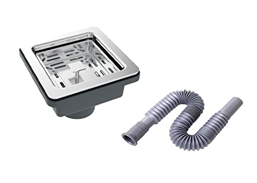 THOISEWELT-AISI-304-Stainless-Steel-Heavy-Body-Kitchen-Sink-Wash-Basin-West-Coupling-Square-Drainer-Strainer-Made-In-India-4-x-4-In-1 Kitchen Sink Wash Basin West Coupling Square