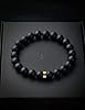 Forge & Foundry Men’s Matte Black Solid Onyx Beaded Bracelet | Polished 18K Gold Plated or Polished Stainless Steel Signature Bead and Single Gloss Bead | Andalus (Large, 8mm Gold) #1