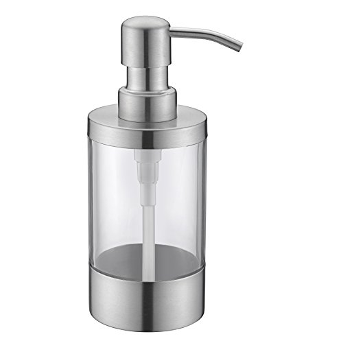 WENKEN Countertop Soap Dispensers, Lotion Clear Bottle with Rust Proof Stainless Steel Pump, Lotion/Soap Dispenser for Kitchen or Bathroom Countertops Brushed Nickel 250ml