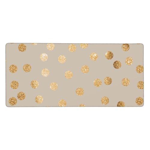 Tapis de souris XL pois beiges et dorés pour décorer votre bureau d'ordinateur