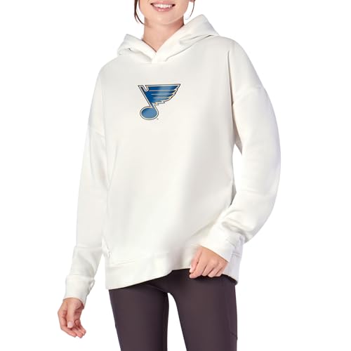 Northwest NHL St. Louis Blues Women's Pullover Hoodie with Zipper Pockets, Long Sleeve Hooded Sweatshirt, Lightweight Casual Top, White, XX-Large