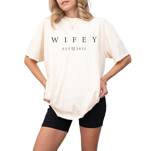 Just Married Wife Est 2025 Shirt, Bride Shirt for Women, Honeymoon Bride Gift, Womens Wedding Bridal Shower Outfits