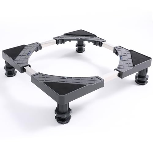 Image of KOVOSCH Mini Fridge Stand Gray, Adjustable Refrigerator Stand with 4 Strong Feet, Washing Machine Pedestal for Small Appliance, 17 Inches to 26 Inches