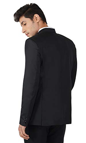 Image of TAHVO Men's Blazer Slim Fit Single Breasted Black Solid Formal Blazer for Men & Boys