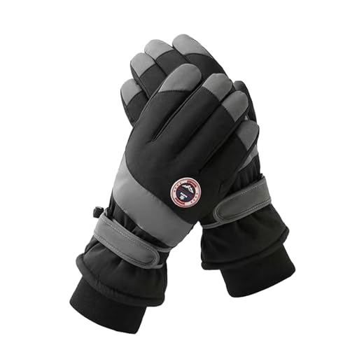 keynoyin Winter Men's and Women's Warm Touch Screen Gloves, Thickened and Fleece Windproof Cycling Gloves - Gray and Black (Men's) - One Size fits All