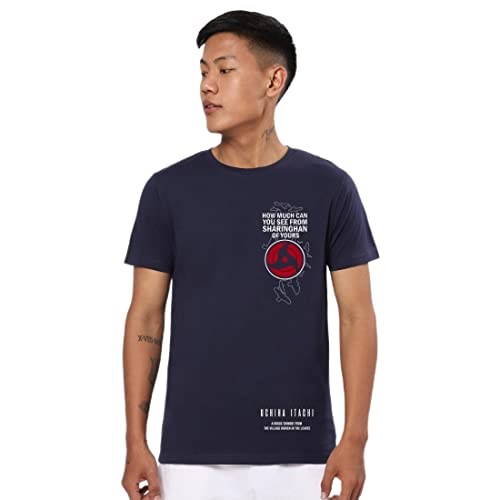 Image of Bewakoof Men's Graphic Printed 100% Cotton T-Shirt - Regular Fit, Round Neck, Half Sleeves Blue