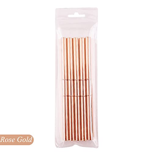 Jerclity 5Pcs Rose Gold Alloy Double-Ended Nail Art Brushes Set Nail Lace Brushes Round Flat Gel Builder Brush Nail Carving Pen Nail Liner Brush 3D Painting Brush Nail Design Tools For Acrylic Nails #TOP6