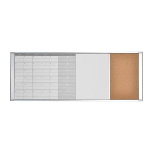 MasterVision Magnetic Gold Ultra Dry Erase/Cork Bulletin Cubicle Calendar Board, 48 x 18 Inches (XA429993700),Silver