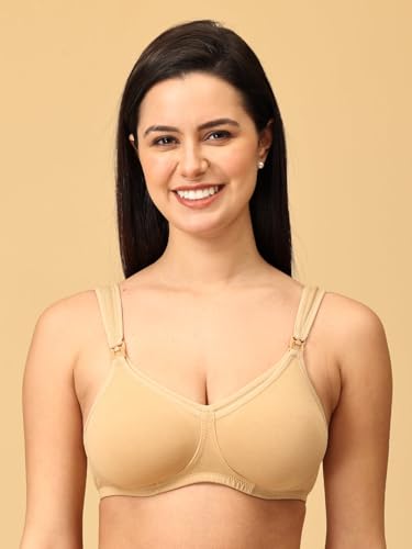 Image of The Mom Store Mom Nursing Bra | Full Coverage Non Padded Bra | Feeding Bra | Maternity Bra | Non Wired Bra | Cotton Blend