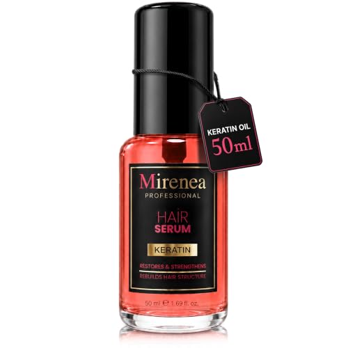 Image of MIRENEA Professional Hair Serum for Shine & Smoothness - Hair Care for Dry, Stressed Lengths and Tips - Leave-in Hair Oil in 50 ml or 100 ml (50 ml, Keratin)